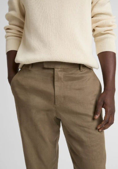 Vince Owen Athletic Linen-Cotton Extended-Tab Pant - Kalamata