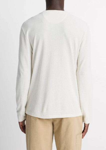 Vince Micro-Waffle Pima Cotton Double-Collar Long-Sleeve T-Shirt