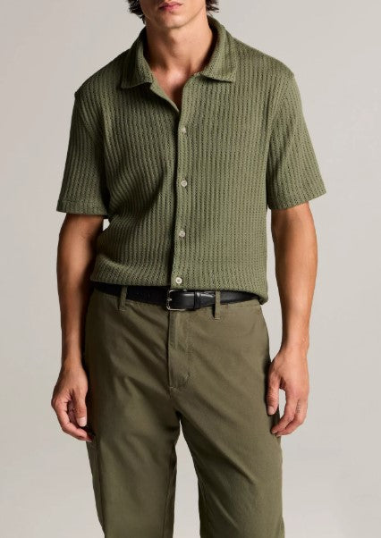 Vince Pointelle Cotton-Blend Button-Front Shirt - Coulter Green