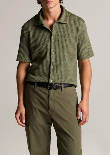 Vince Pointelle Cotton-Blend Button-Front Shirt - Coulter Green
