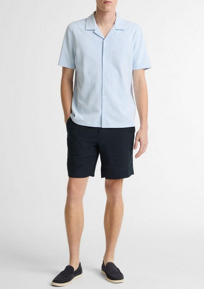 Vince Seersucker Stripe Stretch-Cotton Cabana Shirt - Rainwater