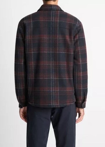 Vince Sherpa-Lined Plaid Shirt Jacket - Coastal Combo