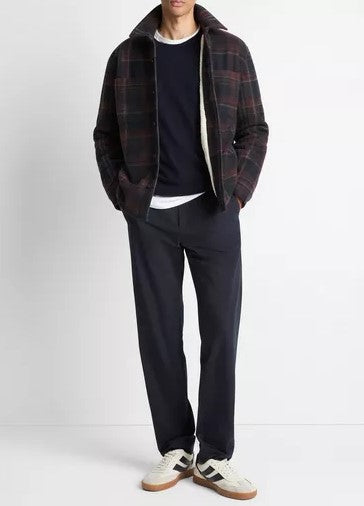 Vince Sherpa-Lined Plaid Shirt Jacket - Coastal Combo