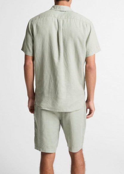 Vince Linen Short-Sleeve Short - Matcha