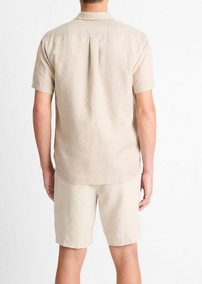 Vince Linen Short-Sleeve Short - Pumice Rock