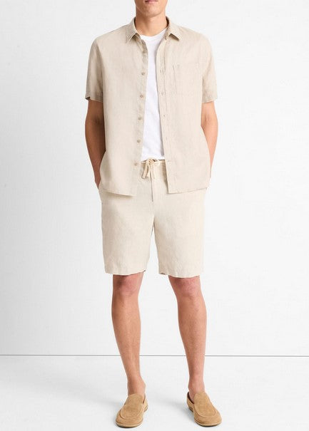 Vince Linen Short-Sleeve Short - Pumice Rock
