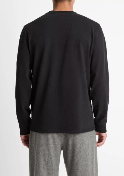 Vince Sueded Jersey Long-Sleeve Pocket T-Shirt - Black