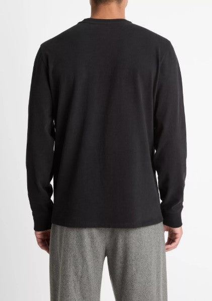 Vince Sueded Jersey Long-Sleeve Pocket T-Shirt - Black