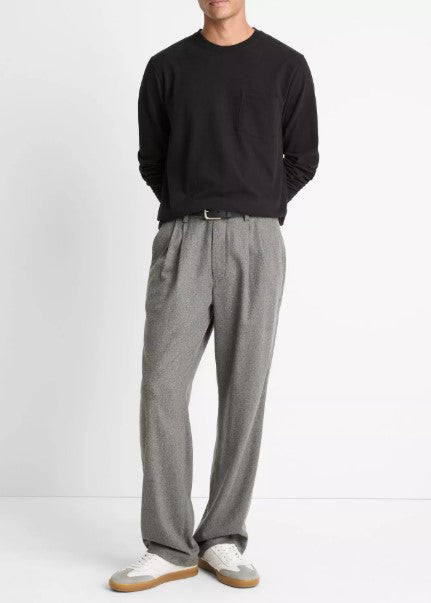 Vince Sueded Jersey Long-Sleeve Pocket T-Shirt - Black