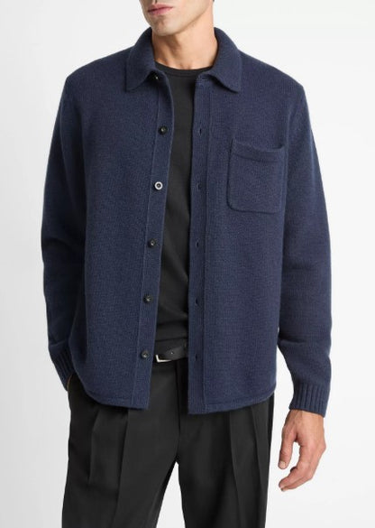 Vince Wool Sweater Shirt - Coastal Blue