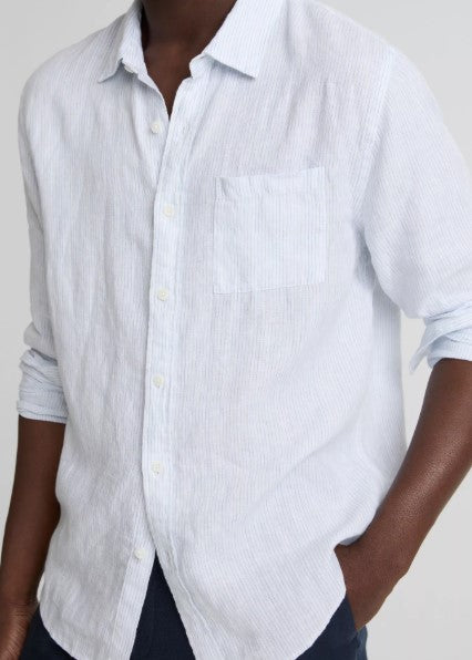 Vince Tate Stripe Linen Button-Front Shirt