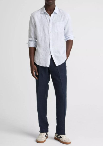 Vince Tate Stripe Linen Button-Front Shirt