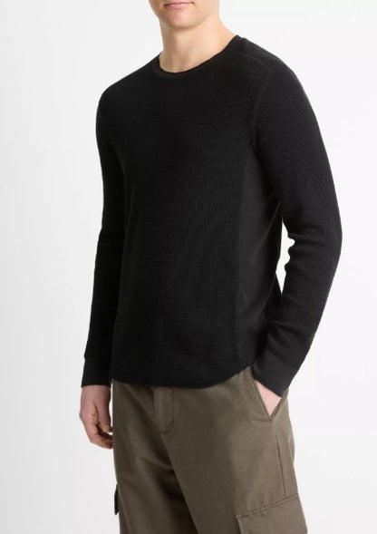 Vince Pima Cotton-Blend Thermal Long-Sleeve Pullover