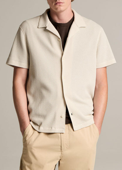 Vince Macro-Waffle Cotton-Blend Cabana Shirt - Blanco