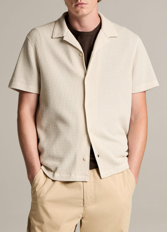 Vince Macro-Waffle Cotton-Blend Cabana Shirt - Blanco