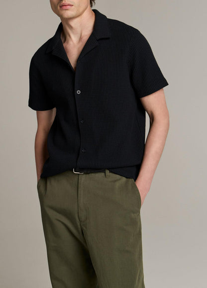 Vince Macro-Waffle Cotton-Blend Cabana Shirt - Coastal Blue