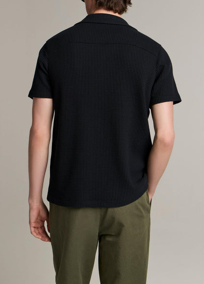 Vince Macro-Waffle Cotton-Blend Cabana Shirt - Coastal Blue