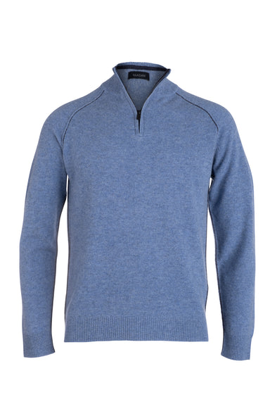 Nadaam Cashmere Quarter Zip Sweater in Light Blue