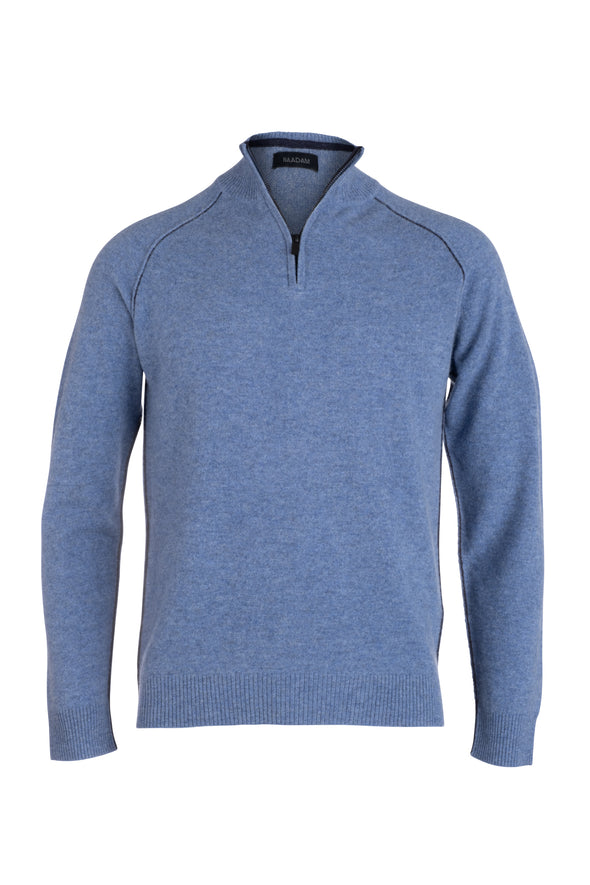 Nadaam Cashmere Quarter Zip Sweater in Light Blue