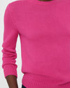 Cotton-Cashmere Shrunken Crewneck Sweater in Carnations
