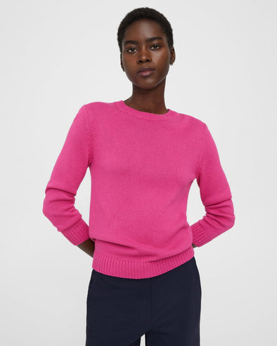 Cotton-Cashmere Shrunken Crewneck Sweater in Carnations – Raggs