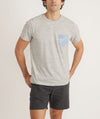 Marine Layer Signature Printed Pocket Tee in Ash Neps