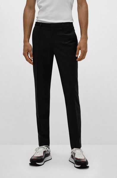 BOSS - Slim-fit tuxedo trousers in virgin-wool serge