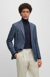 Hugo Boss Hanry Textured Linen Jacket in Mid Blue