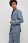 Hugo Boss Hanry Checked Serge Suit in Light Blue