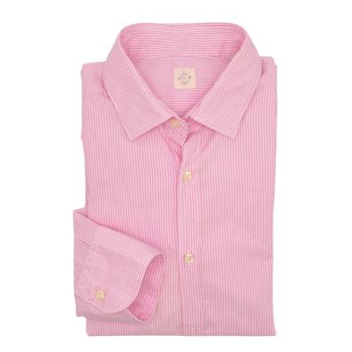 MGF Stripe Button Down Dress Shirt in Pink
